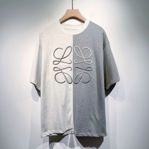 ロエベユニセックススマイル半袖Tシャツe0437グレー