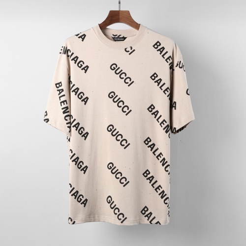 バレンシアガユニセックスコットン半袖Tシャツl01080ベージュ