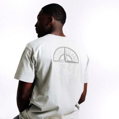 -ストーンアイランドメンズクルーネックコットン半袖Tシャツo0347ホワイト