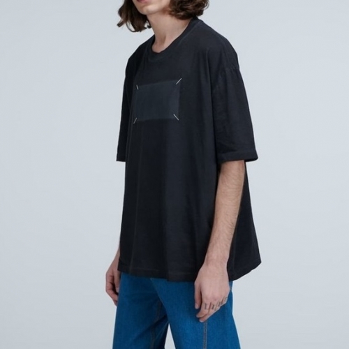 ユニークメゾンマルジェラユニセックスプリントコットン半袖Tシャツi0052ブラック