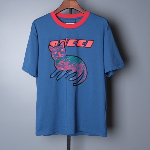 グッチユニセックス半袖Tシャツc03821ブルー