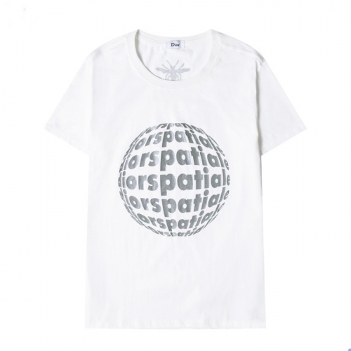 -ディオールユニセックスカジュアルクルーネック半袖Tシャツo01299ホワイト