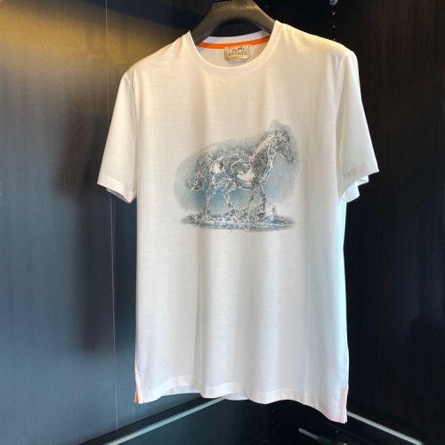 -エルメスメンズクルーネック半袖Tシャツr0667ホワイト