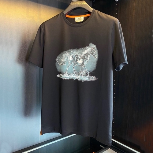 ユニーク-エルメスメンズクルーネック半袖Tシャツr0668ブラック