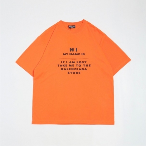 バレンシアガユニセックスコットン半袖Tシャツl01096オレンジ