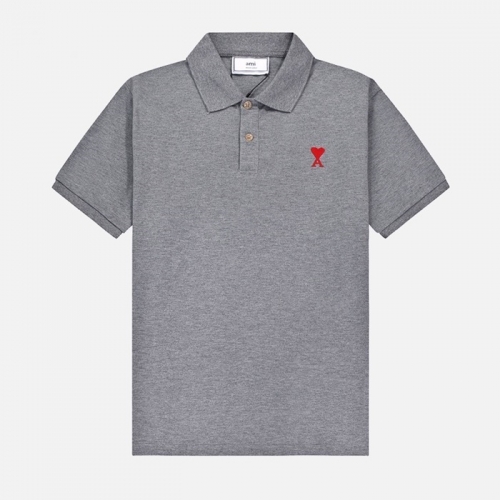 アミユニセックスコットンカジュアル半袖Tシャツ0153グレー