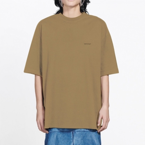 バレンシアガユニセックスコットン半袖Tシャツl01100キャメル