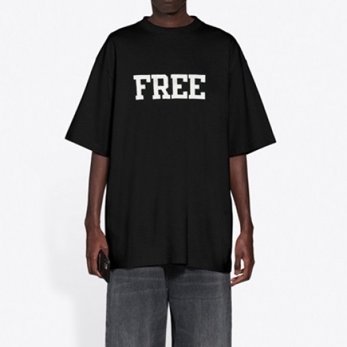 バレンシアガユニセックスコットン半袖Tシャツl01105ブラック