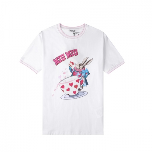 ミュウミュウレディースコットン半袖Tシャツu0218ホワイト