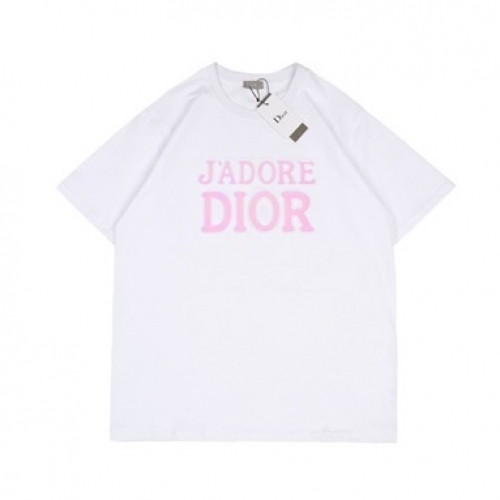 -ディオールユニセックスカジュアルクルーネック半袖Tシャツo01308ホワイト