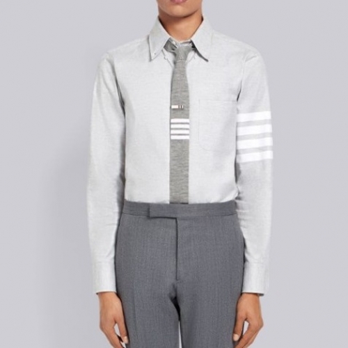 トムブラウンメンズストラップコットンシャツm01322グレー