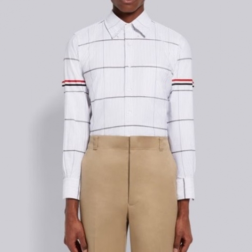 トムブラウンメンズストラップコットンシャツm01323ホワイト