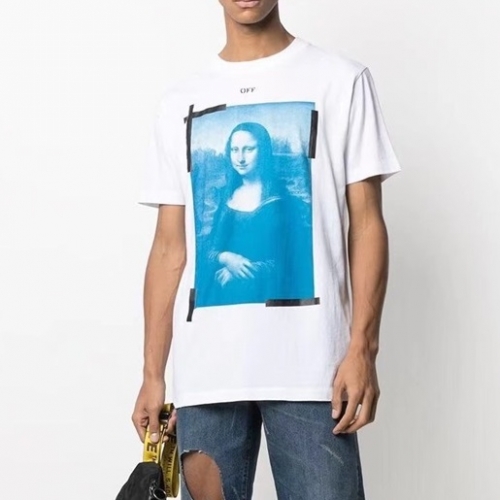 オフホワイトユニセックスプリントコットン半袖Tシャツf0750ホワイト