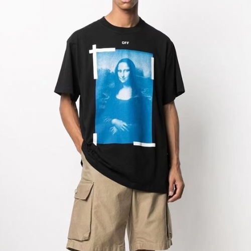 オフホワイトユニセックスプリントコットン半袖Tシャツf0751ホワイト