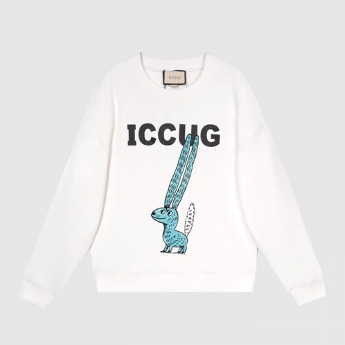 -グッチユニセックスコットンクルーネック長袖Tシャツc03869ホワイト