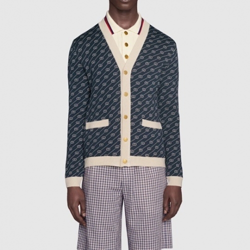 グッチレディーストレンディネックカーディガンc03872ネイビー