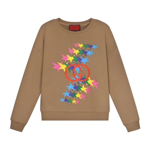 -グッチユニセックスコットンクルーネック長袖Tシャツc03876キャメル