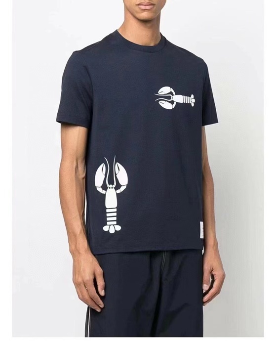 トムブラウンメンズカジュアル半袖Tシャツm01341ネイビー