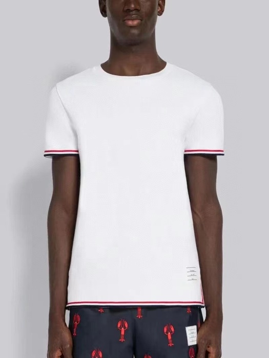 トムブラウンメンズカジュアル半袖Tシャツm01344ホワイト