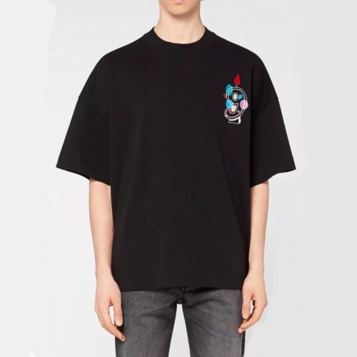 アミユニセックスコットンカジュアル半袖Tシャツ0154ブラック