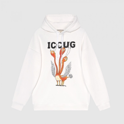 グッチユニセックスカジュアルオーバーサイズコットンフーディc03890ホワイト