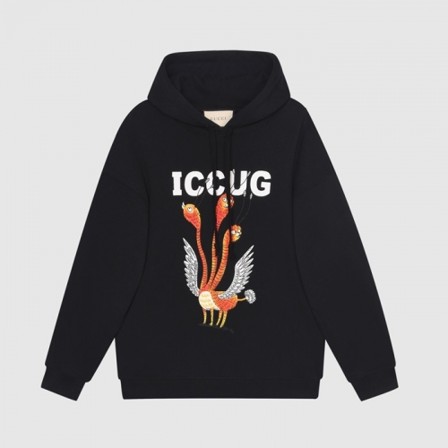 グッチユニセックスカジュアルオーバーサイズコットンフーディc03890ブラック