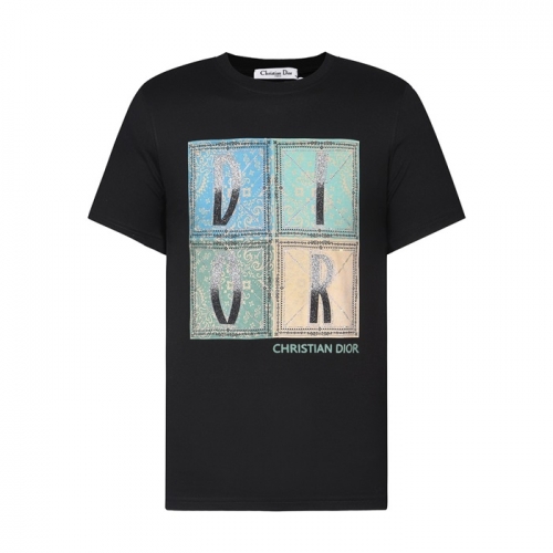 -ディオールユニセックスカジュアルクルーネック半袖Tシャツo01323ブラック