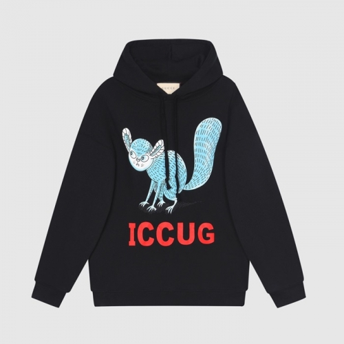 グッチユニセックスカジュアルオーバーサイズコットンフーディc03903ブラック