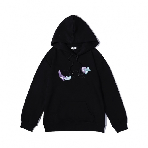 ディオールユニセックスカジュアルコットンフーディo01339ブラック