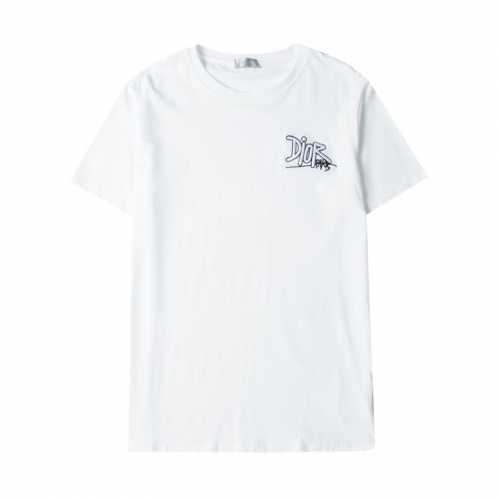 -ディオールユニセックスカジュアルクルーネック半袖Tシャツo01346ホワイト