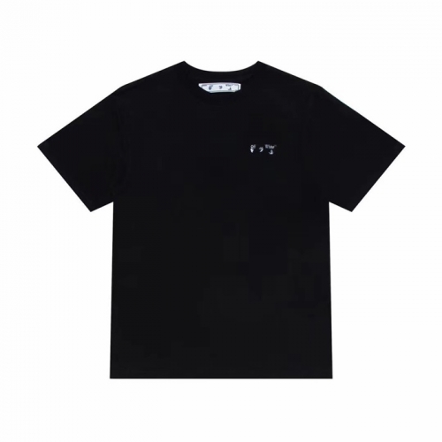 オフホワイトユニセックスプリントコットン半袖Tシャツf0757ブラック