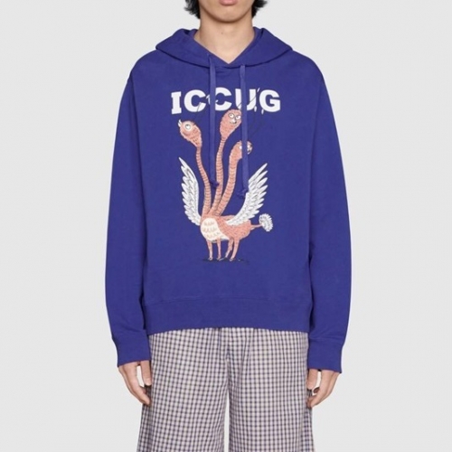 /グッチメンズカジュアルオーバーサイズコットンフーディc03922ブルー