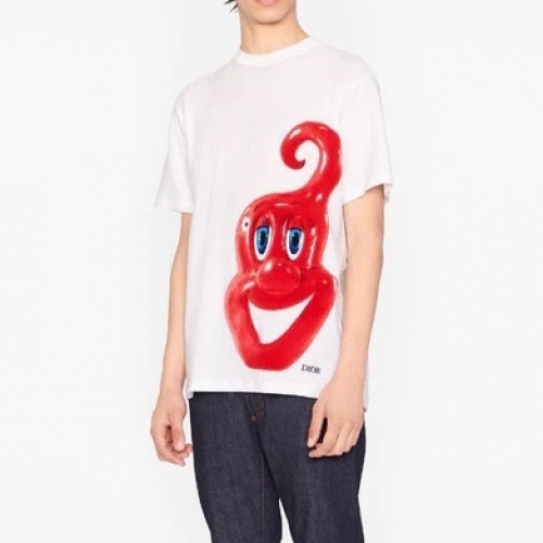 -ディオールユニセックスカジュアルクルーネック半袖Tシャツo01357ホワイト