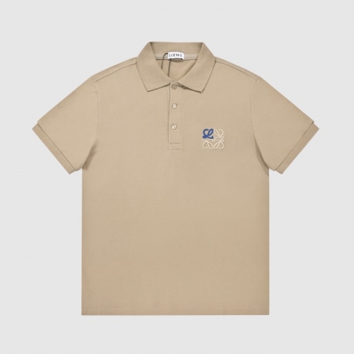 ロエベユニセックススマイル半袖Tシャツe0477ベージュ