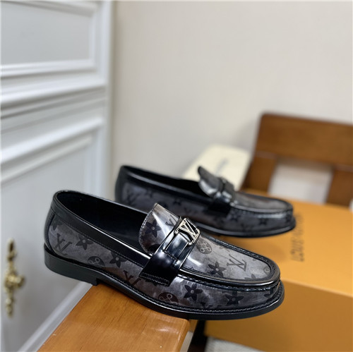 ,S2227ルイヴィトンメンズレザーローファー,ブラック