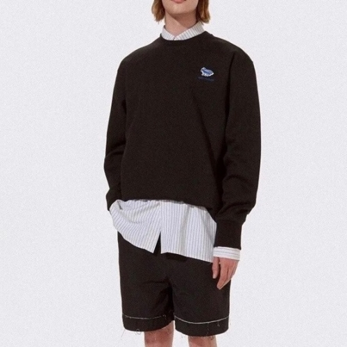 メンズミニマル長袖Tシャツe0018ブラック