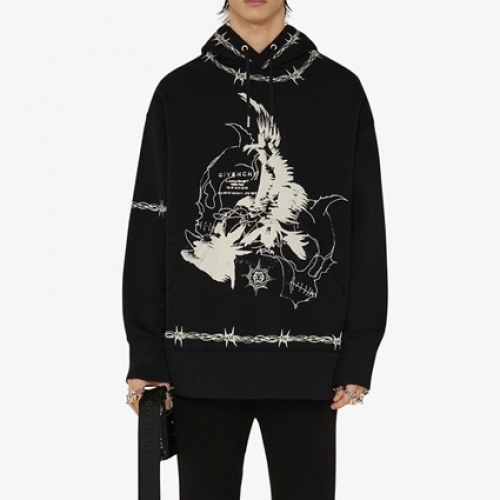 ジバンシィユニセックスカジュアルコットンフーディv0549ブラック