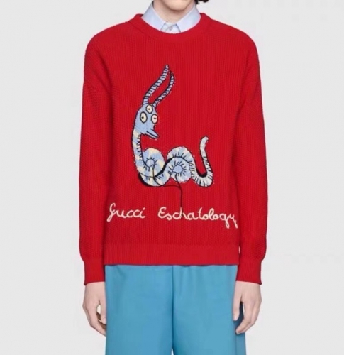 -グッチユニセックスクルーネックセーターc03962レッド