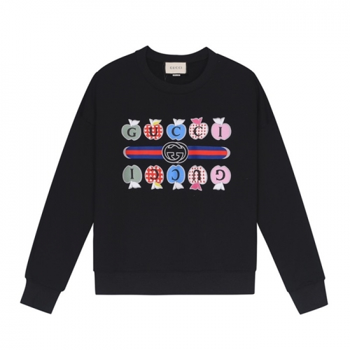 -グッチユニセックスコットンクルーネック長袖Tシャツc03971ブラック