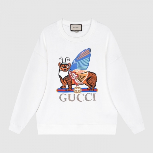 -グッチユニセックスコットンクルーネック長袖Tシャツc03974ホワイト