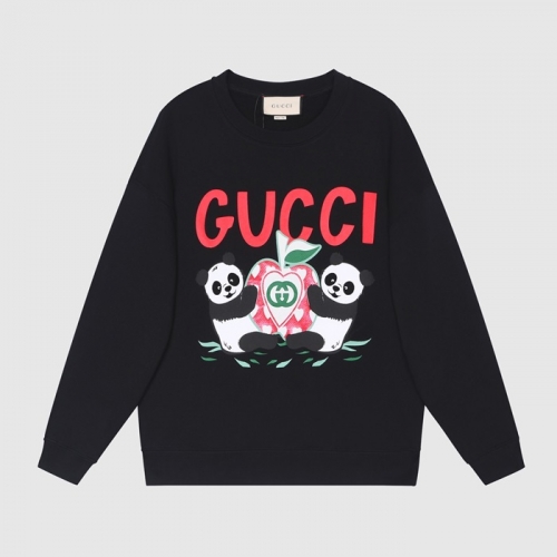 -グッチユニセックスコットンクルーネック長袖Tシャツc03975ブラック