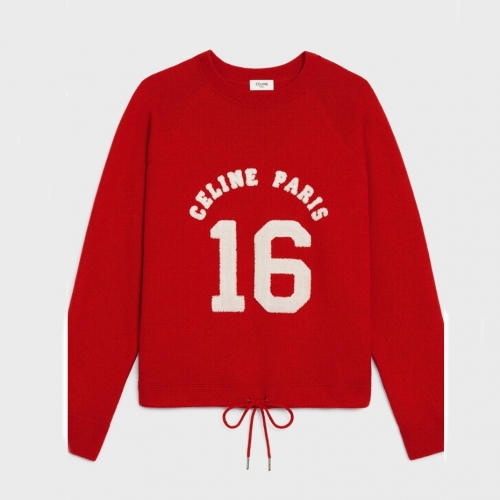 -セリーヌレディースクルーネックカシミヤセーターl0145レッド