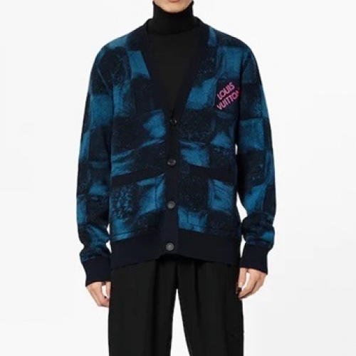 ルイヴィトンメンズモノグラムネックカーディガンu03532ブルー