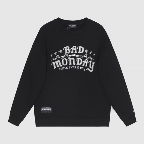 バッドマンデーユニセックスオーバーサイズコットンスウェットシャツd0022ブラック