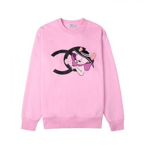 -シャネルユニセックスクルーネック長袖Tシャツl0785ピンク