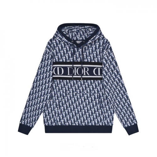 ディオールユニセックスカジュアルコットンフーディo01403ブルー