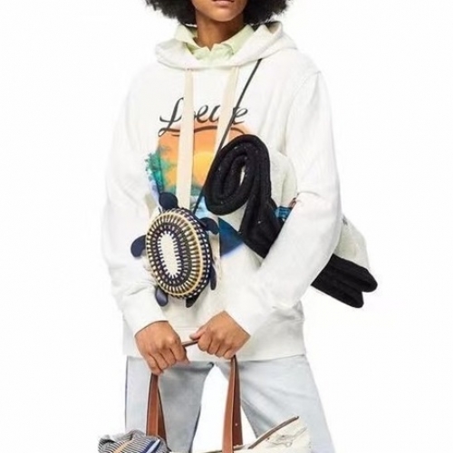 ロエベメンズカジュアルコットンオーバーサイズフーディe0488アイボリー