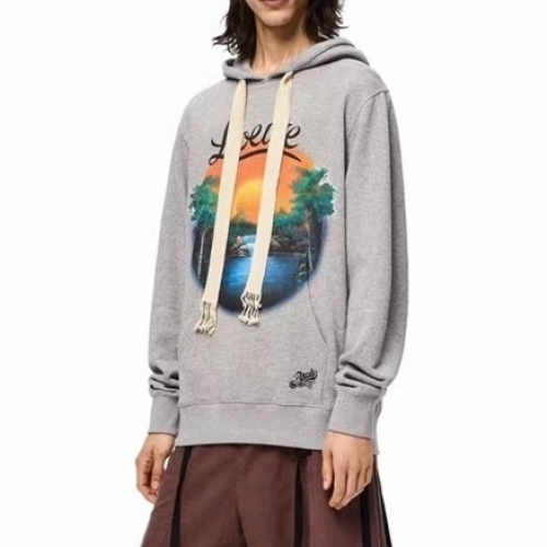 ロエベメンズカジュアルコットンオーバーサイズフーディe0489グレー