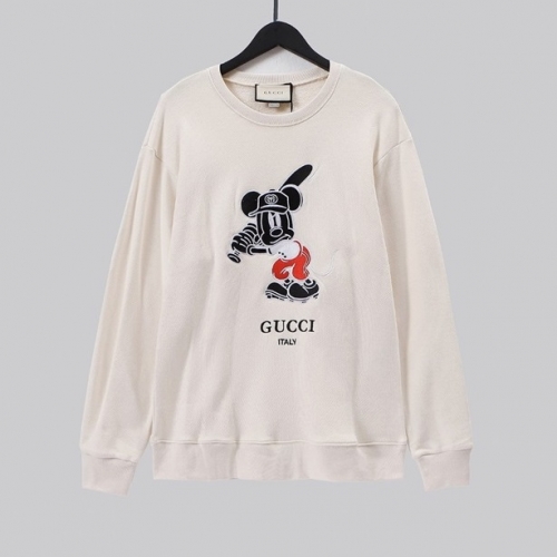 -グッチユニセックスコットンクルーネック長袖Tシャツc04025アイボリー