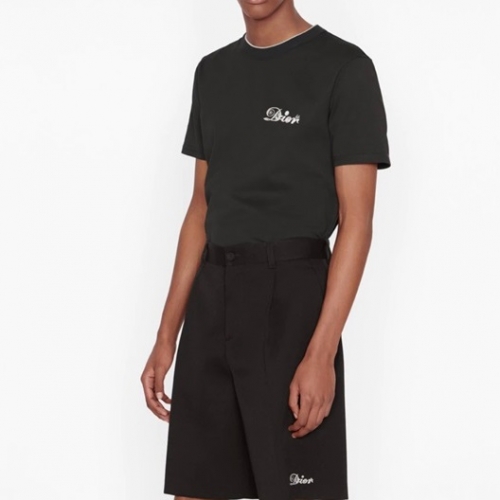 -ディオールユニセックスカジュアルクルーネック半袖Tシャツo01407ブラック